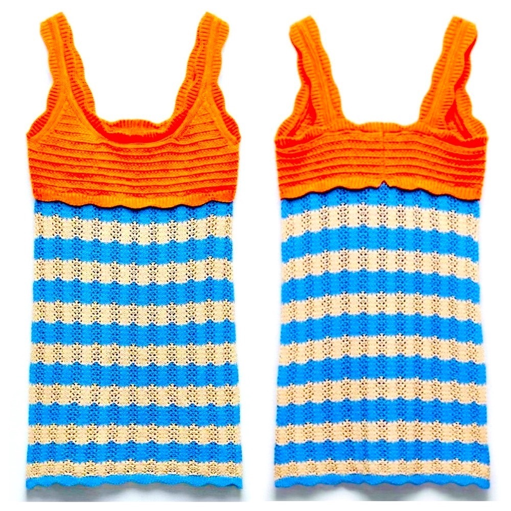 Zara Orange and Blue Striped Knit Dress